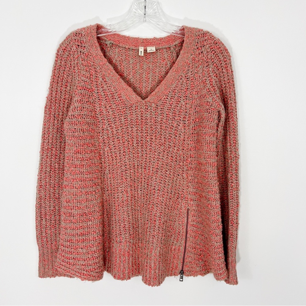 Anthropologie Moth Swingy V Neck Zipper Side Sweater Wool Blend Size XS